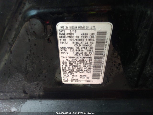 2016 NISSAN ROGUE SL VIN: JN8AT2MT3GW012845