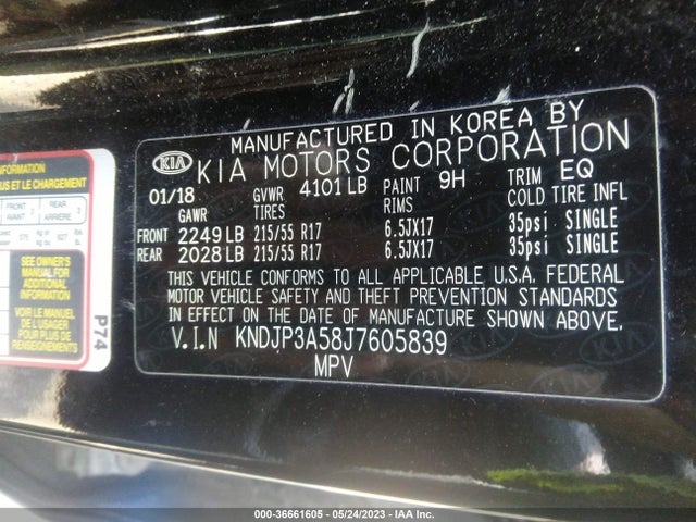 KIA SOUL + 2018 KNDJP3A58J7605839 Image 9