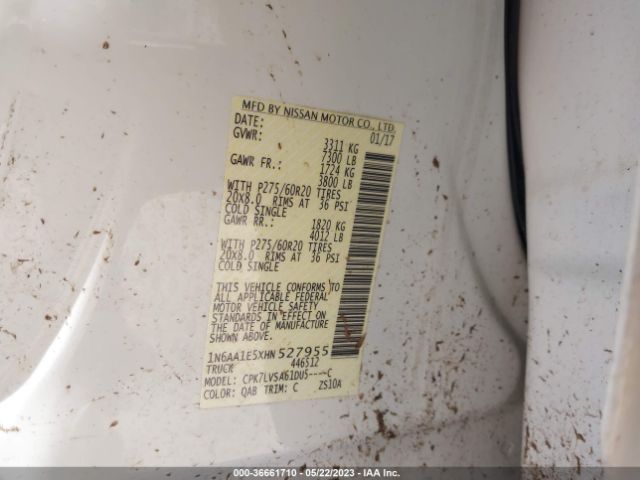 1N6AA1E5XHN527955 Nissan Titan Sl