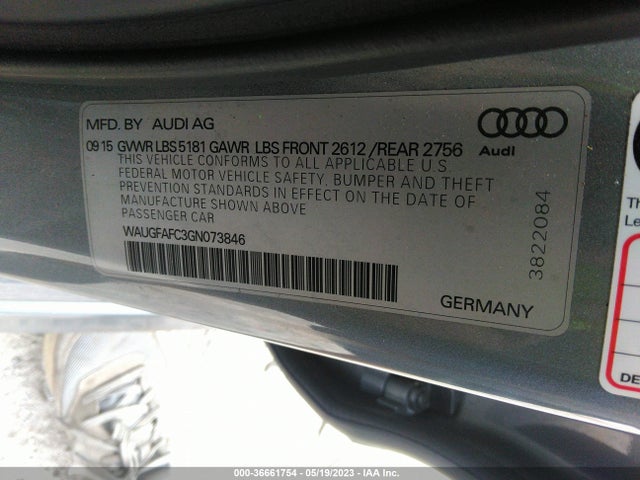 WAUGFAFC3GN073846 Audi A6 2.0t Premium Plus