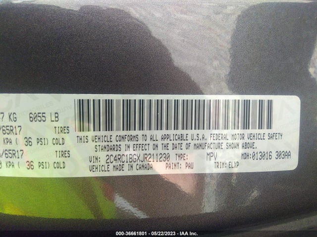 2C4RC1BGXJR211230 Chrysler Pacifica Touring L