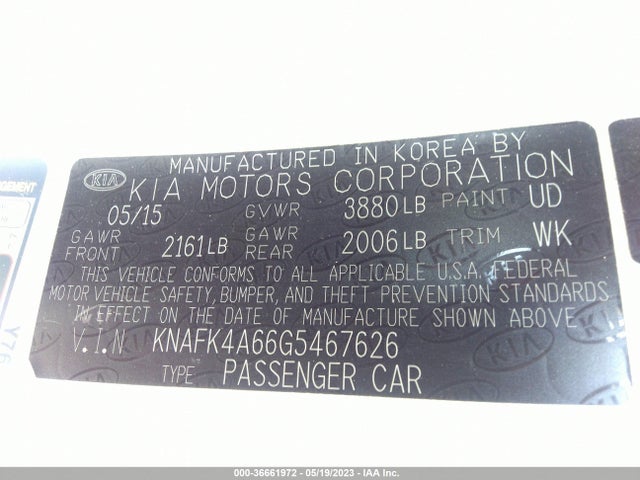 KIA FORTE LX 2016 KNAFK4A66G5467626 Image 10