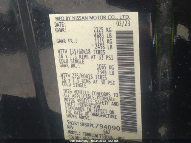 5N1BT3BBXPC794090 Nissan ROGUE SV