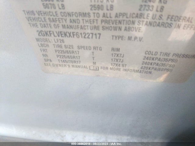 GMC Terrain Sle 2015 2GKFLVEKXF6122717 Image 9