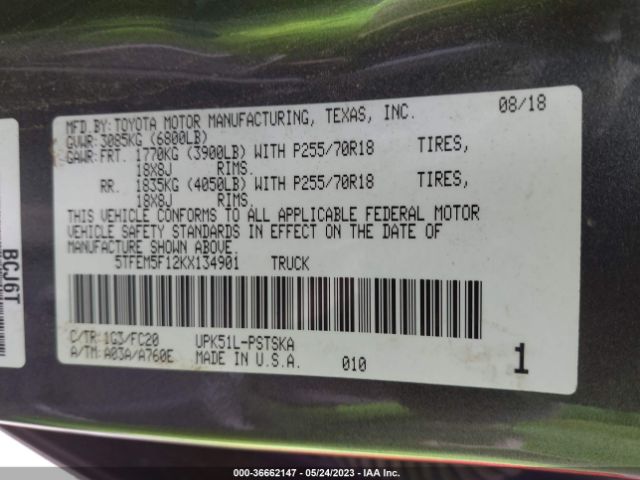 5TFEM5F12KX134901 Toyota Tundra Sr5 4.6l V8