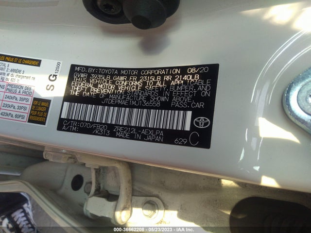 2021 TOYOTA COROLLA LE VIN: JTDEPMAE1MJ136558