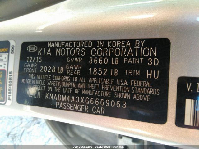 KNADM4A3XG6669063 KIA RIO LX
