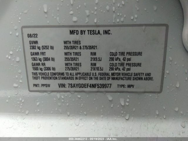 7SAYGDEF4NF539977 Tesla Model Y Performance