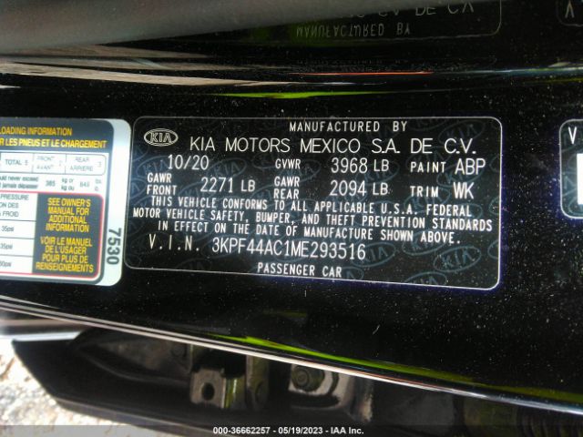 3KPF44AC1ME293516 KIA FORTE GT