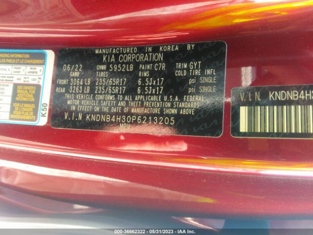 KNDNB4H30P6213205 KIA Carnival Lx