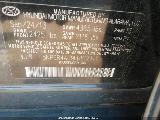 Hyundai SONATA GLS 2014 5NPEB4AC9EH817414 Image 11