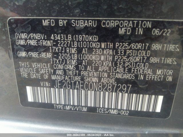 JF2GTAEC0N8287297 Subaru Crosstrek Premium