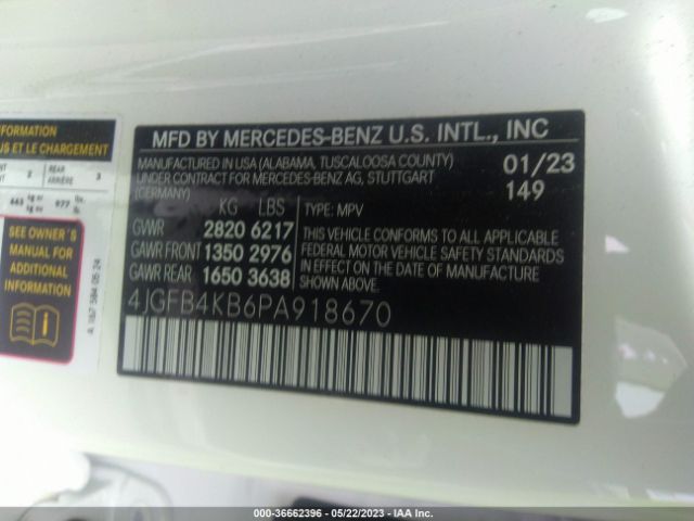 4JGFB4KB6PA918670 Mercedes-Benz Gle Gle 350