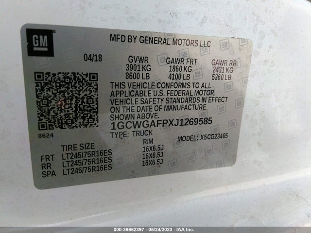 Chevrolet EXPRESS CARGO VAN 2018 1GCWGAFPXJ1269585 Image 10