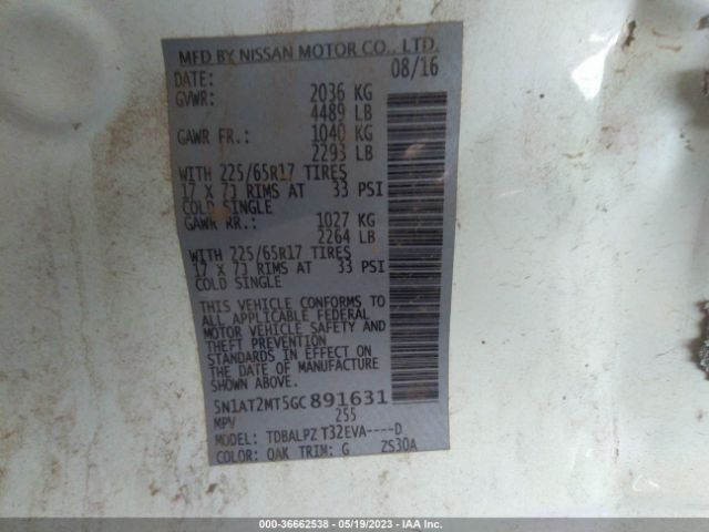 5N1AT2MT5GC891631 Nissan ROGUE S