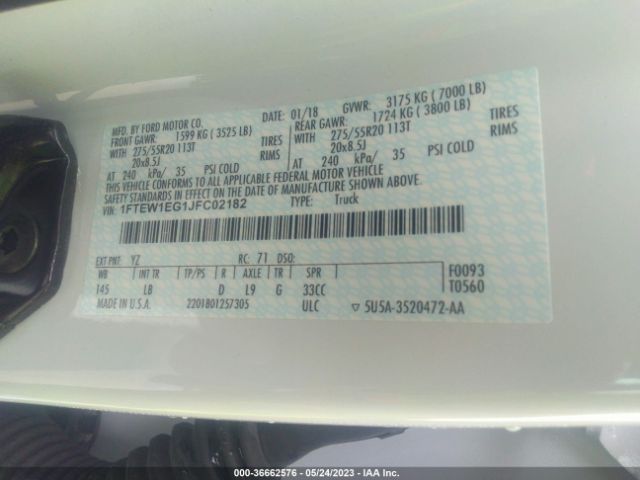 1FTEW1EG1JFC02182 Ford F-150 Xl/xlt/lariat