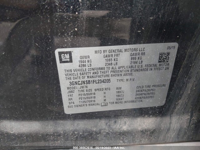 Chevrolet TRAX LTZ 2015 3GNCJNSB1FL234205 Image 9