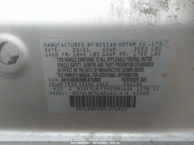 Nissan VERSA S 2021 3N1CN8BV8ML876803 Image 10