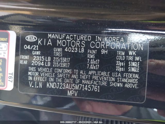 KNDJ23AU5M7145761 KIA SOUL S