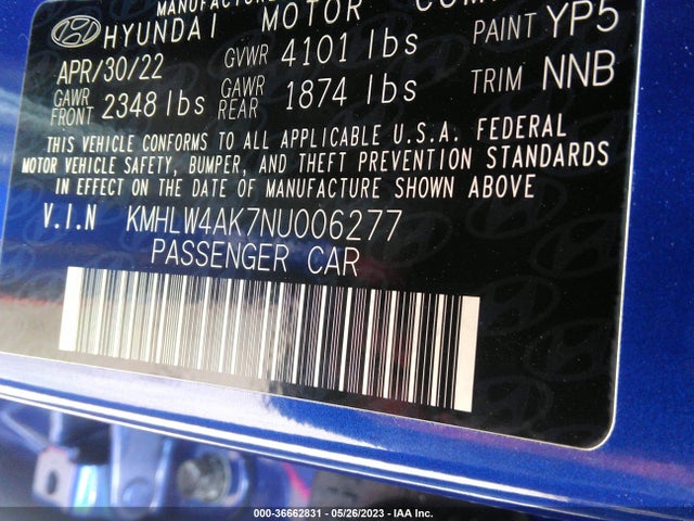 2022 Hyundai Elantra, VIN: KMHLW4AK7NU006277