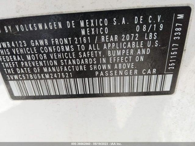 3VWC57BU5KM247521 Volkswagen Jetta S/se/r-line