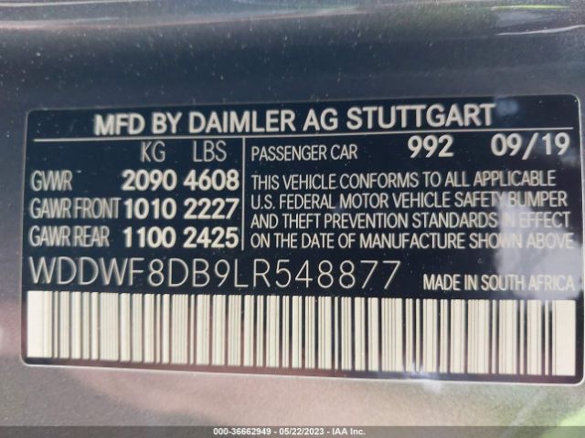 WDDWF8DB9LR548877 Mercedes-Benz C-class C 300