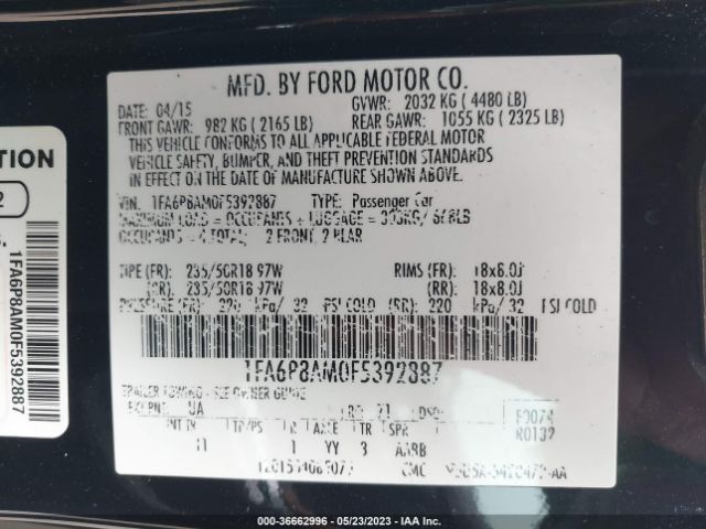 1FA6P8AM0F5392887 Ford Mustang V6