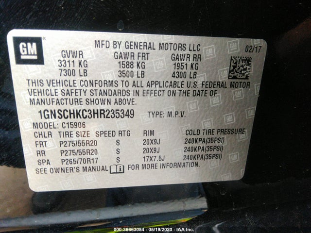 Chevrolet Suburban Lt 2017 1GNSCHKC3HR235349 Image 10