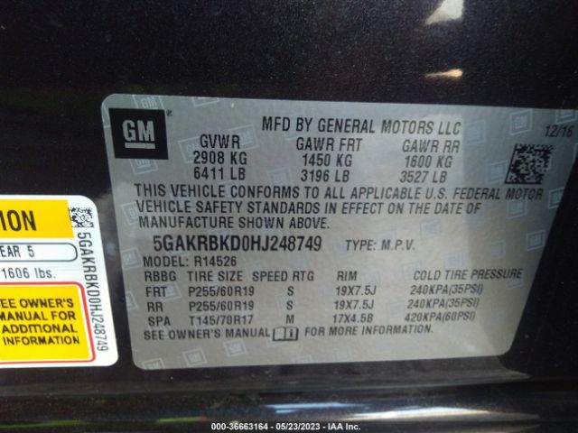 5GAKRBKD0HJ248749 Buick Enclave Leather