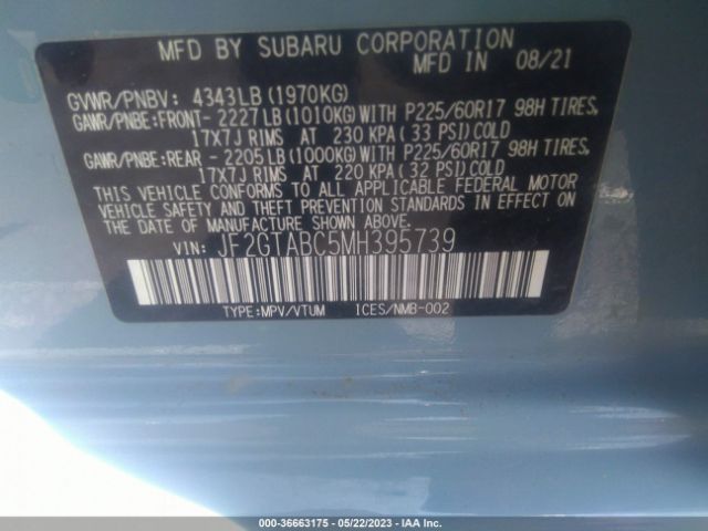 JF2GTABC5MH395739 Subaru Crosstrek