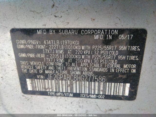 JF2GPABC8HG277586 Subaru Crosstrek Premium