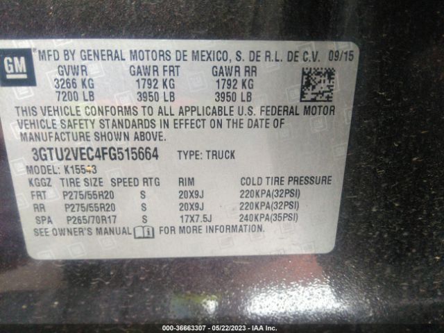 3GTU2VEC4FG515664 GMC Sierra 1500 Slt