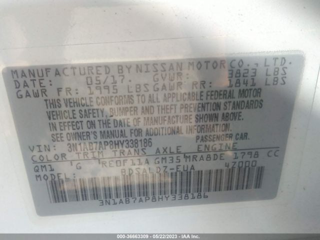 3N1AB7AP8HY338186 Nissan SENTRA SV