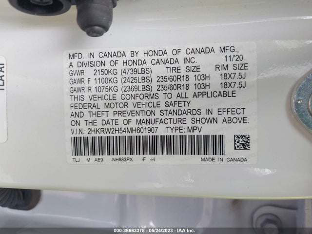 Honda CR-V EX 2021 2HKRW2H54MH601907 Image 10