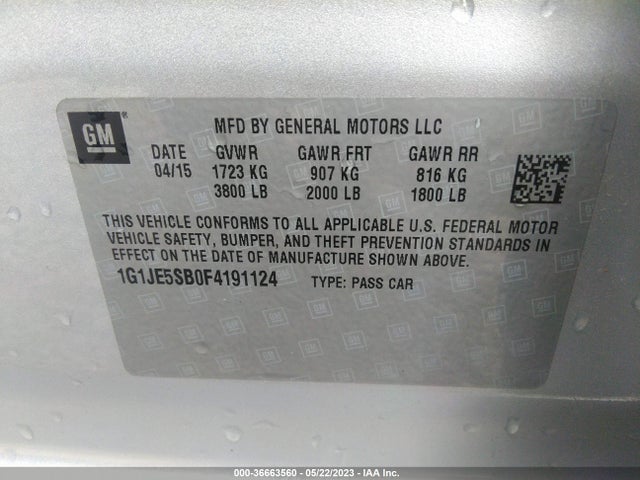 Chevrolet SONIC LTZ 2015 1G1JE5SB0F4191124 Image 11
