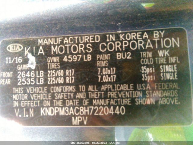 KNDPM3AC8H7220440 KIA Sportage Lx