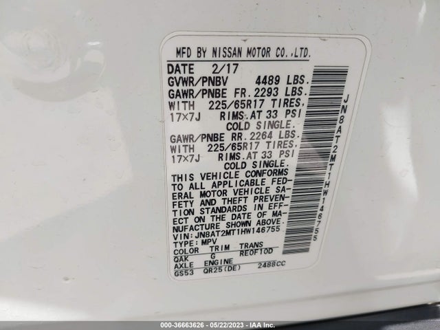 Nissan ROGUE S 2017 JN8AT2MT1HW146755 Image 11