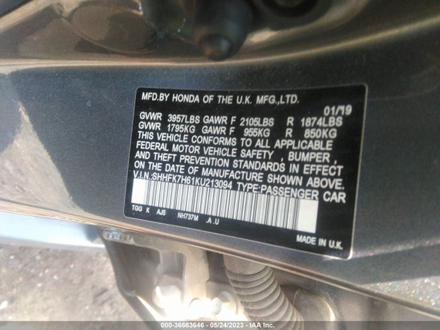 Honda Civic Hatchback Ex 2019 SHHFK7H61KU213094 Image 9