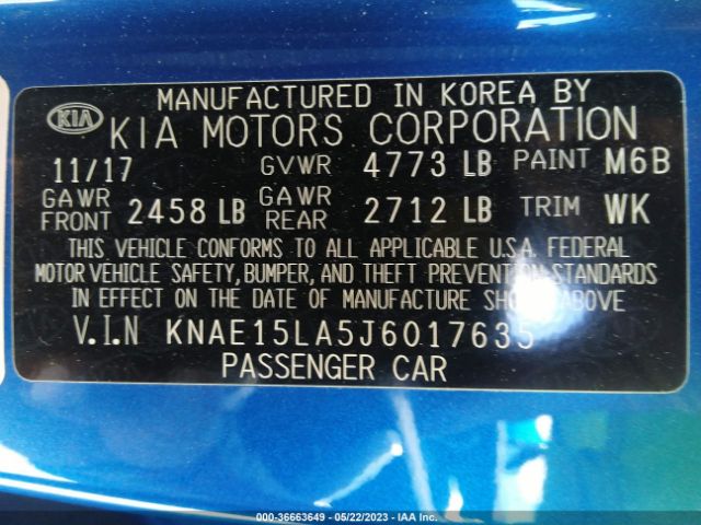 KNAE15LA5J6017635 KIA Stinger Base