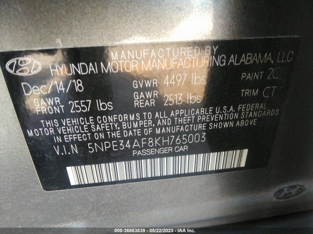 Hyundai Sonata Sport 2019 5NPE34AF8KH765003 Image 10