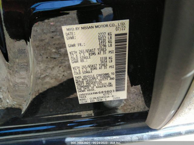 1N6ED1EK4NN689803 Nissan Frontier Sv