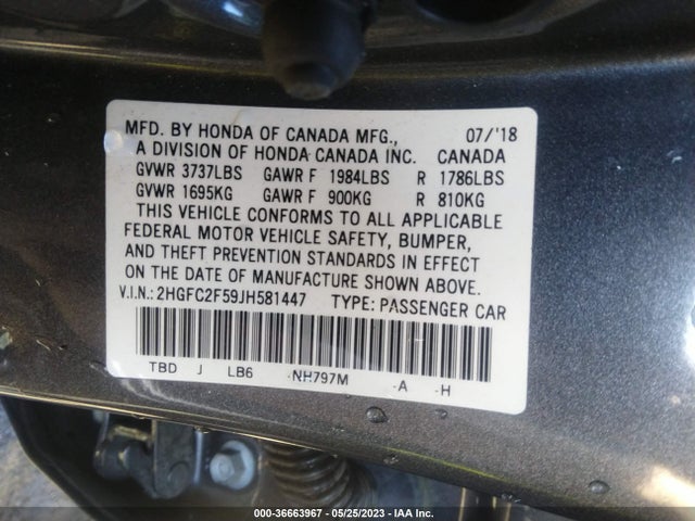 Honda Civic Sedan Lx 2018 2HGFC2F59JH581447 Image 9