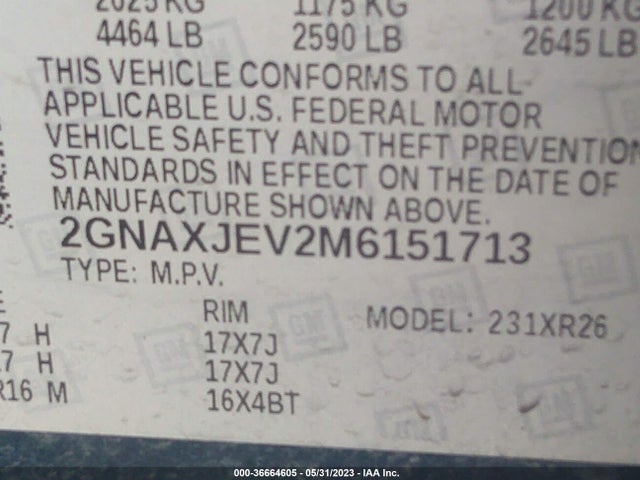 Chevrolet EQUINOX LT 2021 2GNAXJEV2M6151713 Image 9