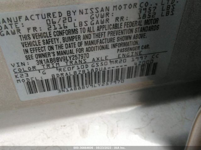 3N1AB8BV9LY257970 Nissan SENTRA S