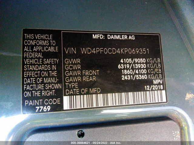 WD4PF0CD4KP069351 Mercedes-Benz SPRINTER VAN