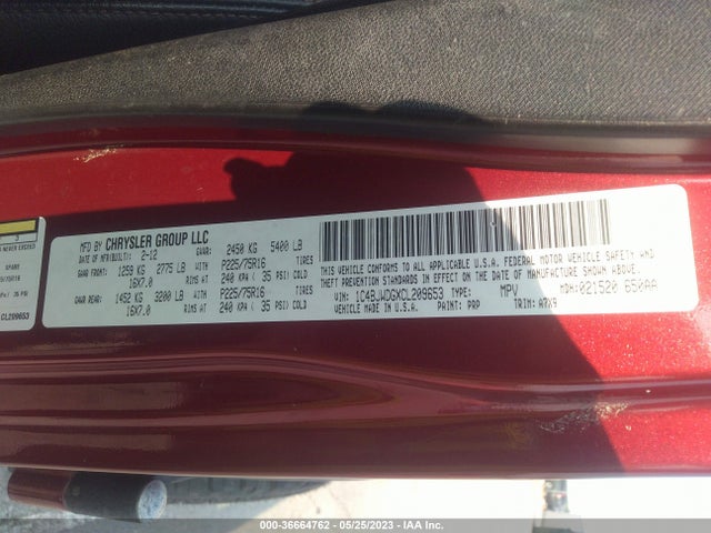 2012 JEEP WRANGLER UNLIMITED SPORT VIN: 1C4BJWDGXCL209653