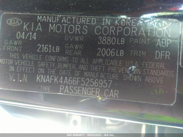 KNAFK4A66F5256957 KIA FORTE LX