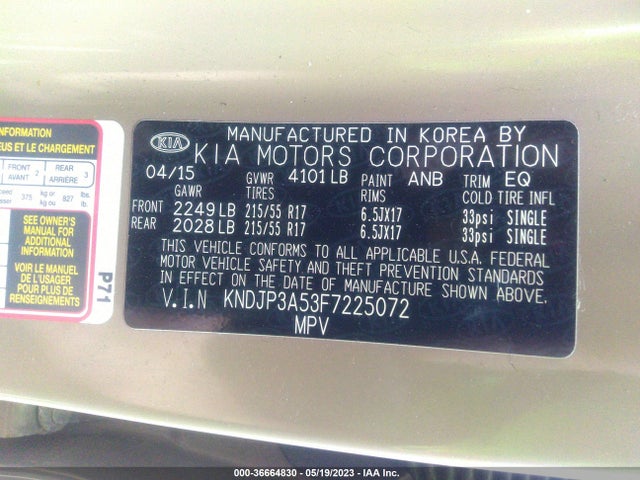 2015 KIA SOUL KNDJP3A53F7225072 Photo 8