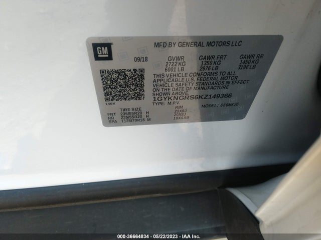 1GYKNGRS6KZ149366 Cadillac Xt5 Platinum Awd