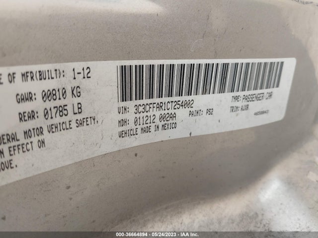 2012 FIAT 500 POP VIN: 3C3CFFAR1CT254002